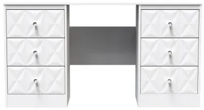 San Jose 6 Drawer Double Dressing Table - White, MDF