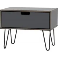 Shanghai 1 Drawer Bedside Cabinet with Hairpin Legs - Graphite