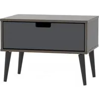Shanghai 1 Drawer Bedside Cabinet with Wooden Legs - Graphite