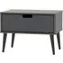 Shanghai 1 Drawer Bedside Cabinet with Wooden Legs - Graphite