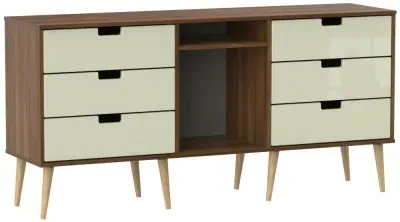 Shanghai 150cm TV Unit with Natural Legs - Cream, Walnut