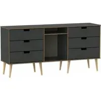 Shanghai 150cm TV Unit with Natural Legs - Graphite