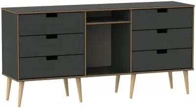 Shanghai 150cm TV Unit with Natural Legs - Graphite