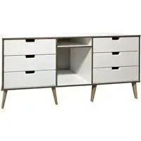Shanghai 150cm TV Unit with Natural Legs - White