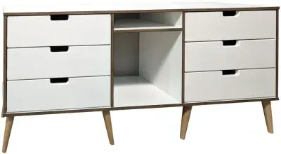 Shanghai 150cm TV Unit with Natural Legs - White