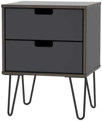 Shanghai 2 Door Bedside Cabinet with Hairpin Legs - Graphite image