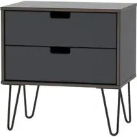 Shanghai 2 Drawer Midi Chest with Hairpin Legs - Graphite