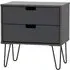 Shanghai 2 Drawer Midi Chest with Hairpin Legs - Graphite