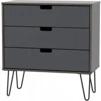 Shanghai 3 Drawer Midi Chest with Hairpin Legs - Graphite