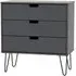 Shanghai 3 Drawer Midi Chest with Hairpin Legs - Graphite