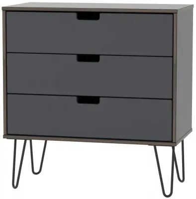 Shanghai 3 Drawer Midi Chest with Hairpin Legs - Graphite image