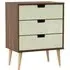 Shanghai 3 Drawer Midi Chest with Natural Legs - Cream, Walnut