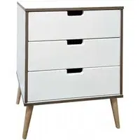 Shanghai 3 Drawer Midi Chest with Natural Legs - White