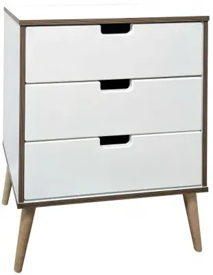Shanghai 3 Drawer Midi Chest with Natural Legs - White