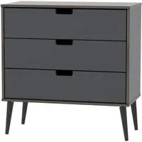 Shanghai 3 Drawer Midi Chest with Wooden Legs - Graphite