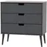 Shanghai 3 Drawer Midi Chest with Wooden Legs - Graphite