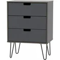 Shanghai 3 Drawer Small Chest with Hairpin Legs - Graphite