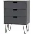Shanghai 3 Drawer Small Chest with Hairpin Legs - Graphite