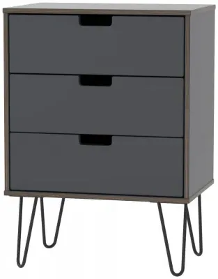 Shanghai 3 Drawer Small Chest with Hairpin Legs - Graphite image