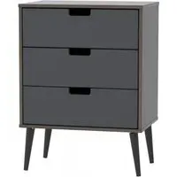 Shanghai 3 Drawer Small Chest with Wooden Legs - Graphite