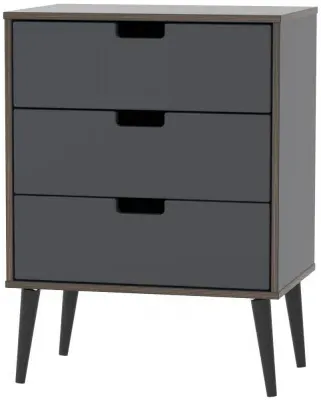 Shanghai 3 Drawer Small Chest with Wooden Legs - Graphite image