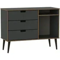 Shanghai 3-Drawer TV Unit with Black Legs - Graphite