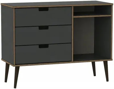 Shanghai 3-Drawer TV Unit with Black Legs - Graphite image