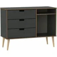 Shanghai 3-Drawer TV Unit with Natural Legs - Graphite