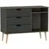 Shanghai 3-Drawer TV Unit with Natural Legs - Graphite