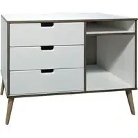 Shanghai 3-Drawer TV Unit with Natural Legs - White