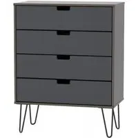 Shanghai 4 Drawer Chest with Hairpin Legs - Graphite