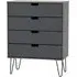 Shanghai 4 Drawer Chest with Hairpin Legs - Graphite