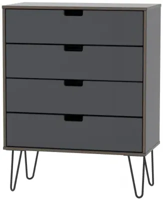 Shanghai 4 Drawer Chest with Hairpin Legs - Graphite image