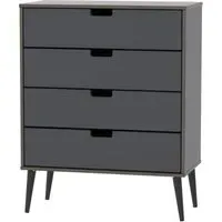 Shanghai 4 Drawer Chest with Wooden Legs - Graphite