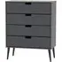 Shanghai 4 Drawer Chest with Wooden Legs - Graphite