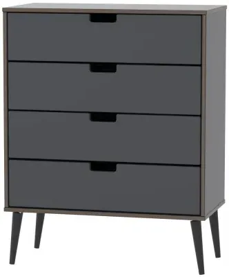 Shanghai 4 Drawer Chest with Wooden Legs - Graphite image