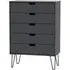 Shanghai 5 Drawer Chest with Hairpin Legs - Graphite