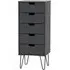 Shanghai 5 Drawer Narrow Chest with Hairpin Legs - Graphite