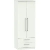 Sherwood 2 Door 2 Drawer Tall Wardrobe - Porcelain Matt