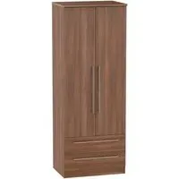 Sherwood 2 Door Tall Wardrobe with 2 Drawers - Walnut