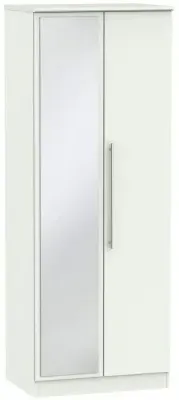 Sherwood 2 Door Tall Wardrobe with Mirror - Porcelain