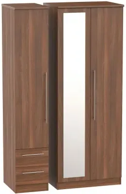 Sherwood 3 Door Tall Wardrobe with Mirror - Walnut image