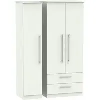 Sherwood 3-Door Triple Wardrobe with Storage - Porcelain