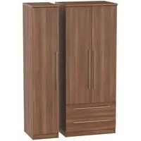 Sherwood 3-Door Triple Wardrobe with Storage - Walnut