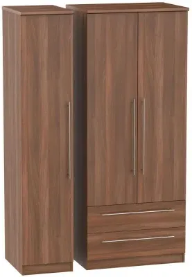 Sherwood 3-Door Triple Wardrobe with Storage - Walnut