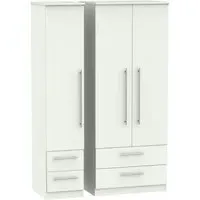 Sherwood 3-Door Wardrobe with 4 Drawers - Porcelain