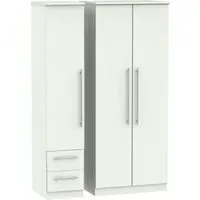 Sherwood 3-Door Wardrobe with Drawers - Porcelain