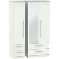 Sherwood 3-Door Wardrobe with Mirror - Porcelain