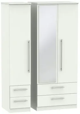 Sherwood 3-Door Wardrobe with Mirror - Porcelain