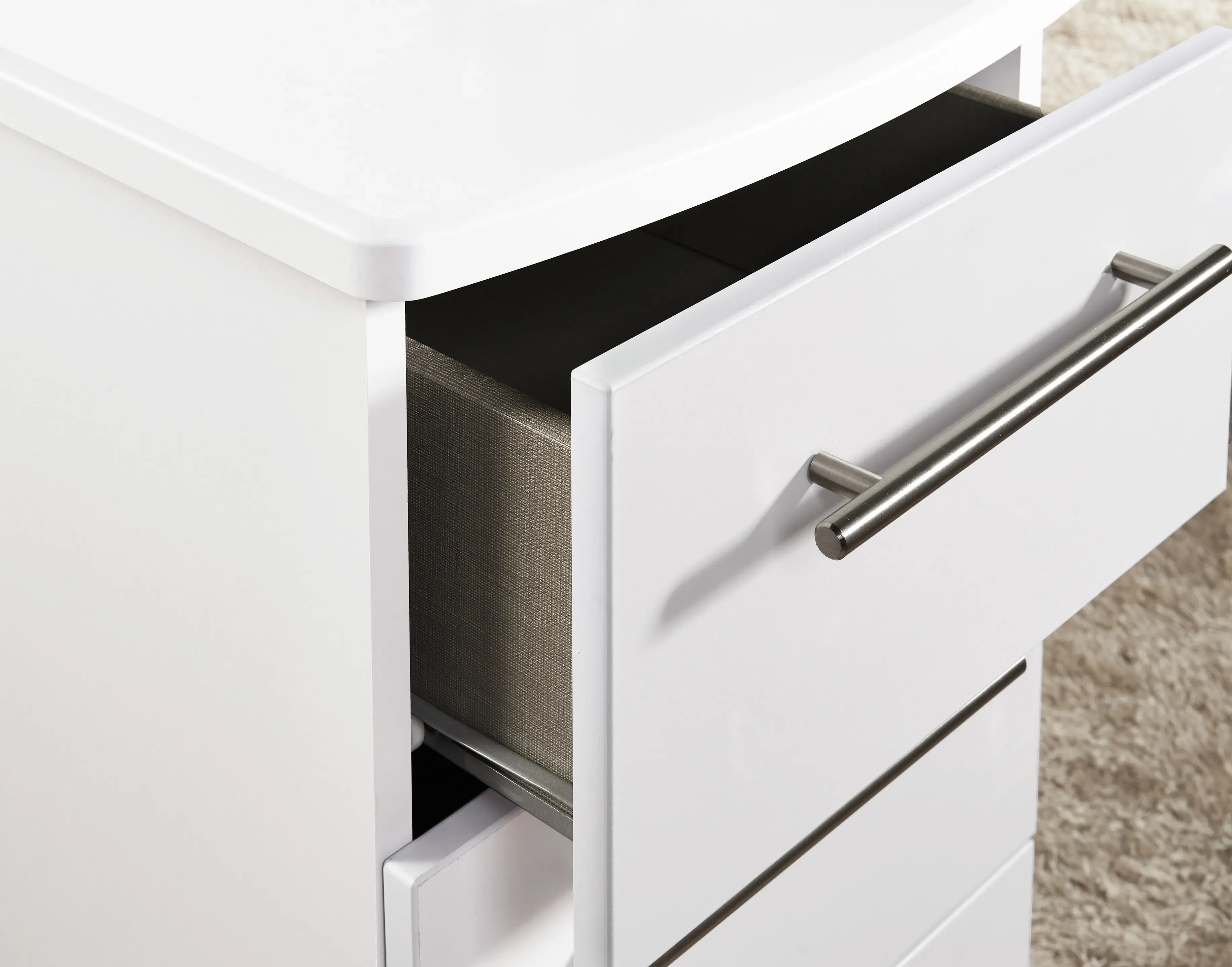 Sherwood 3 Drawer Bedside Cabinet - Porcelain Matt